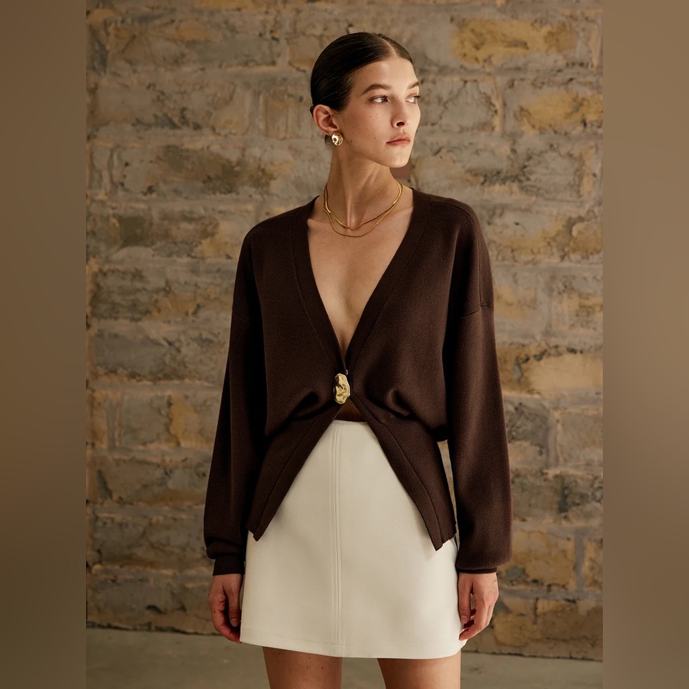 Golden Button Plain chic Cardigan Commense S cc21